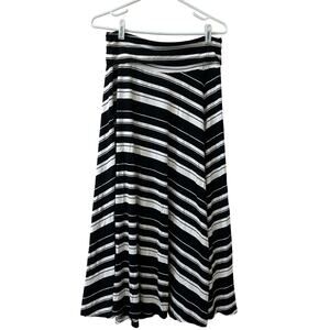 Gap Womens Sz Medium Petite Black & White Striped Foldover Jersey Maxi Skirt